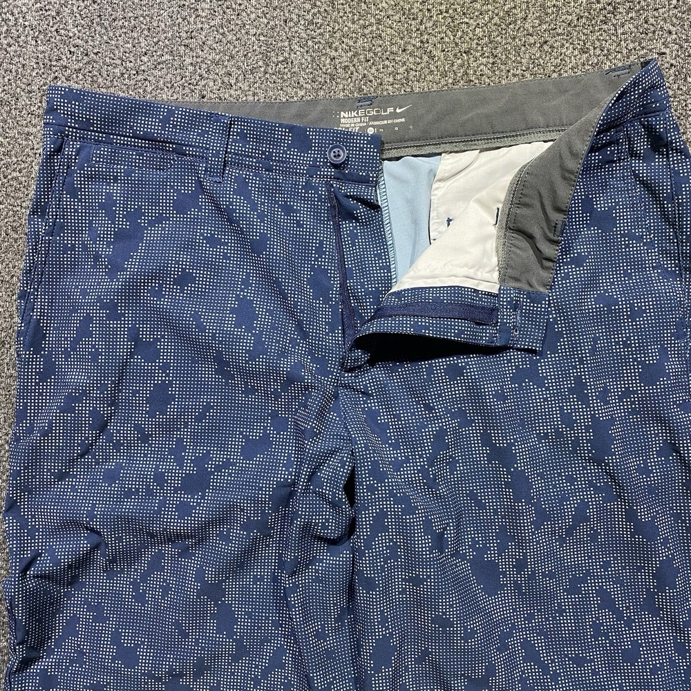 Nike Golf Mens Dri-Fit Camo Shorts 36 Blue Stretch Performance Stretch Lightweig - Picture 3 of 9
